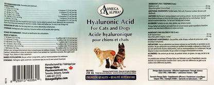 Omega Alpha HA-180 (Hyaluronic Acid) for Pets - 250ml