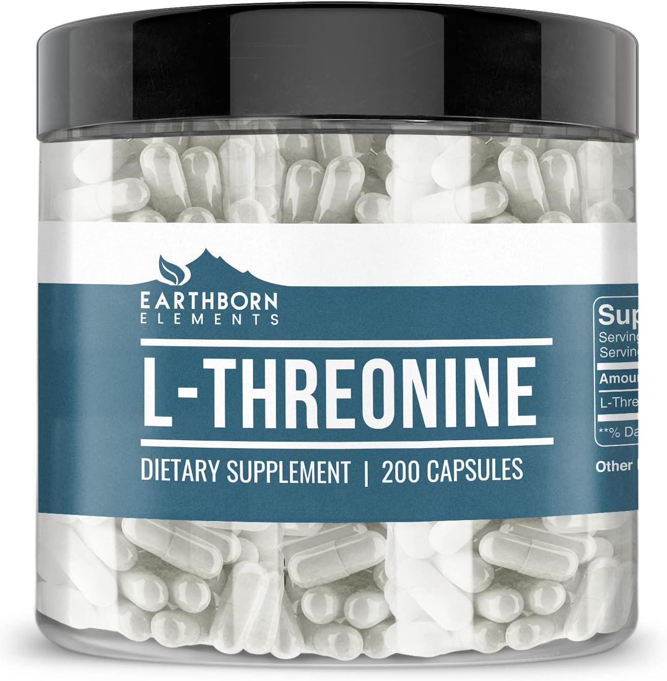 Earthborn Elements L-Threonine - 200 Capsules | Essential Amino Acid | Pure and Undiluted - görsel 1
