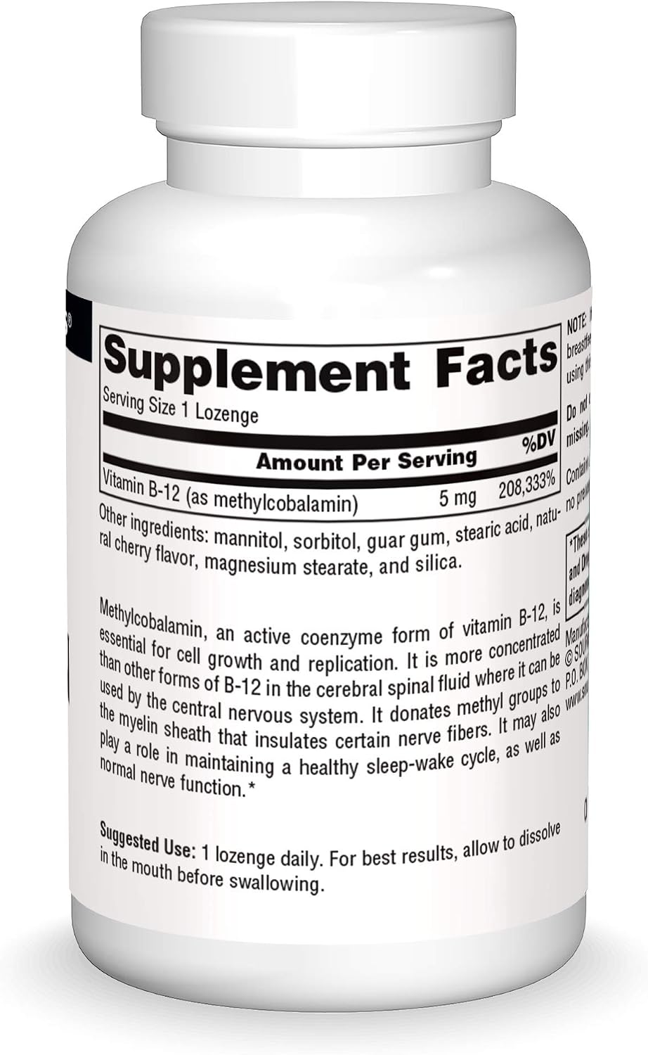 Source Naturals Methylcobalamin Vitamin B12 5 mg Cherry Flavoured Lozenges - görsel 3