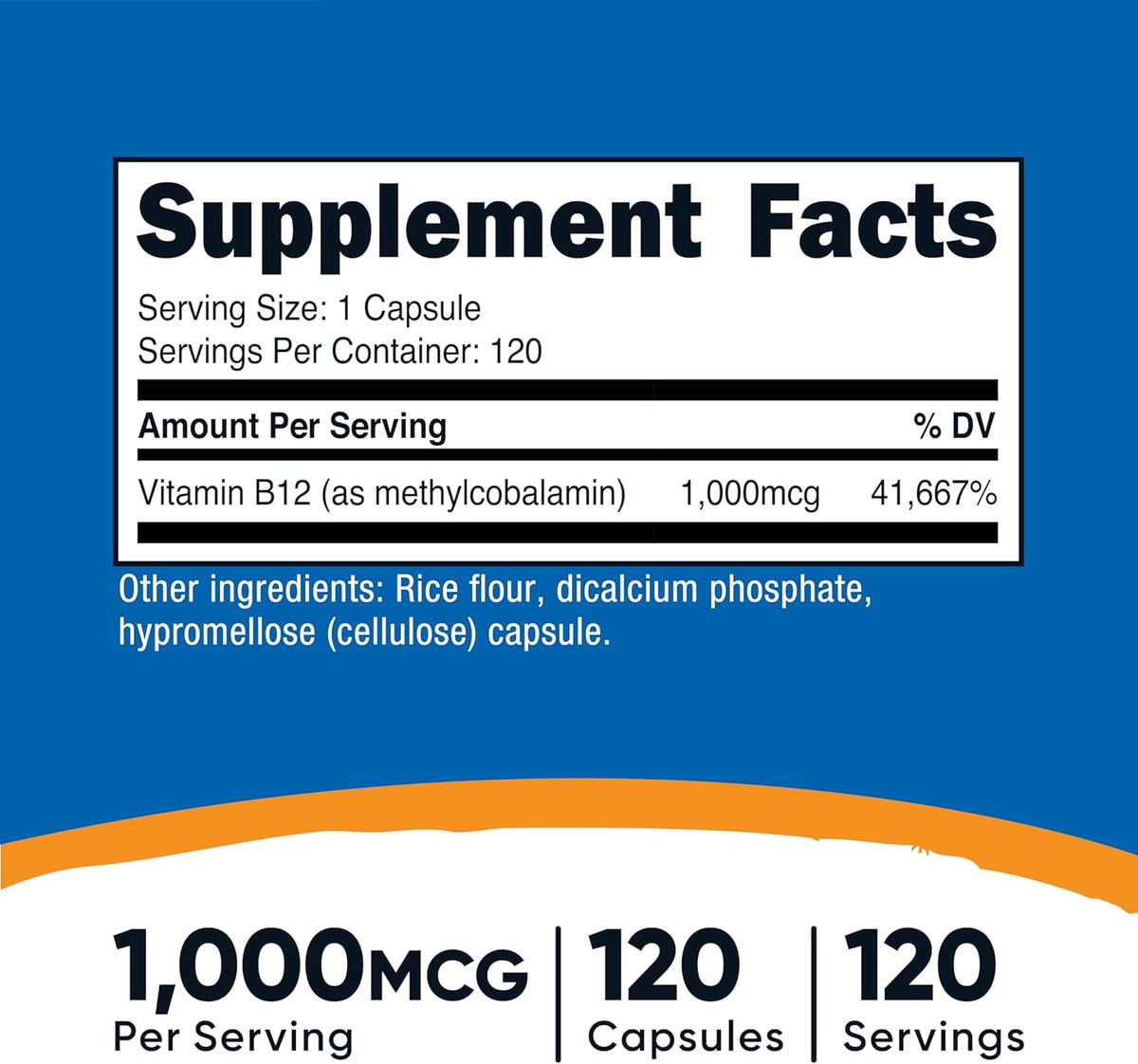 Nutricost Vitamin B12 (Methylcobalamin) 1000mcg, 120 Capsules - görsel 2
