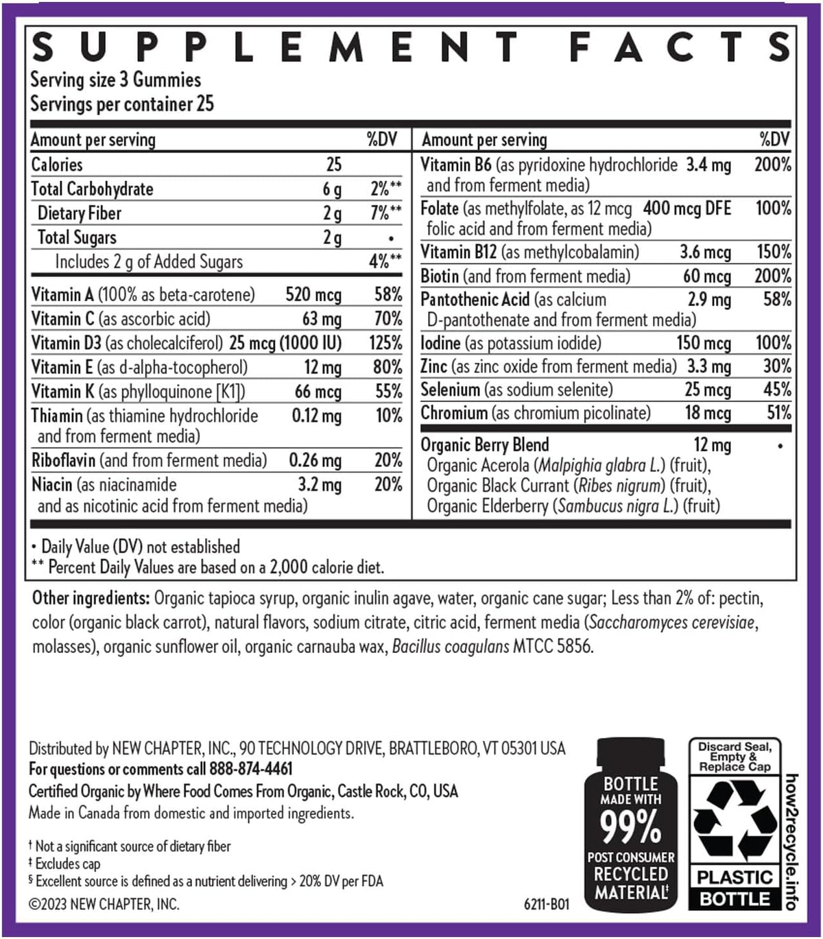 New Chapter Women's Multivitamin Gummies - 59% Less Sugar, Berry-Citrus, 75 Gummies – Image 6