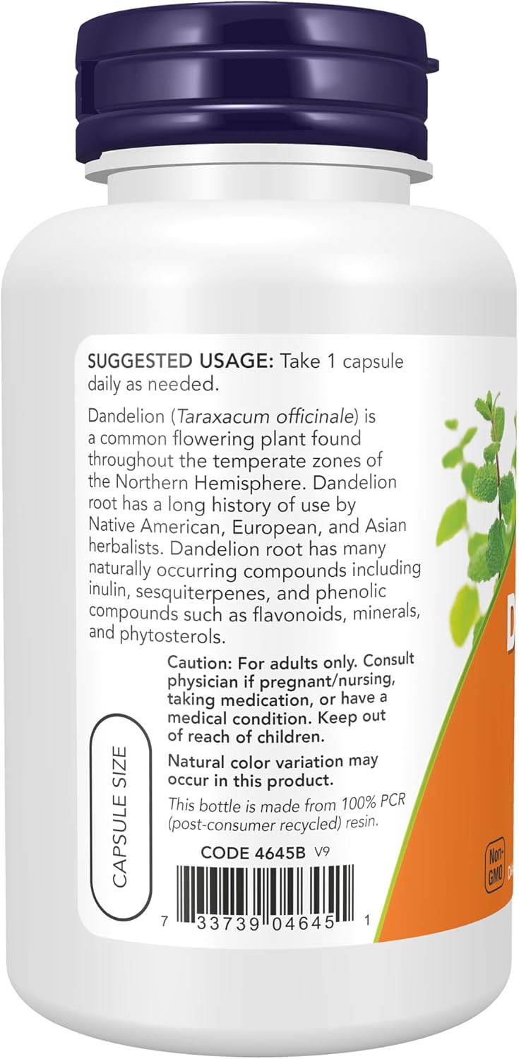 NOW Foods Dandelion Root 500 mg, 100 Veg Capsules - görsel 3
