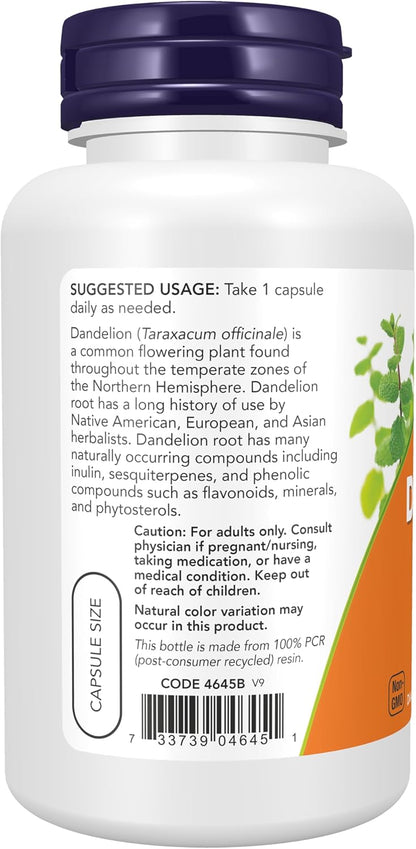 NOW Foods Dandelion Root 500 mg, 100 Veg Capsules