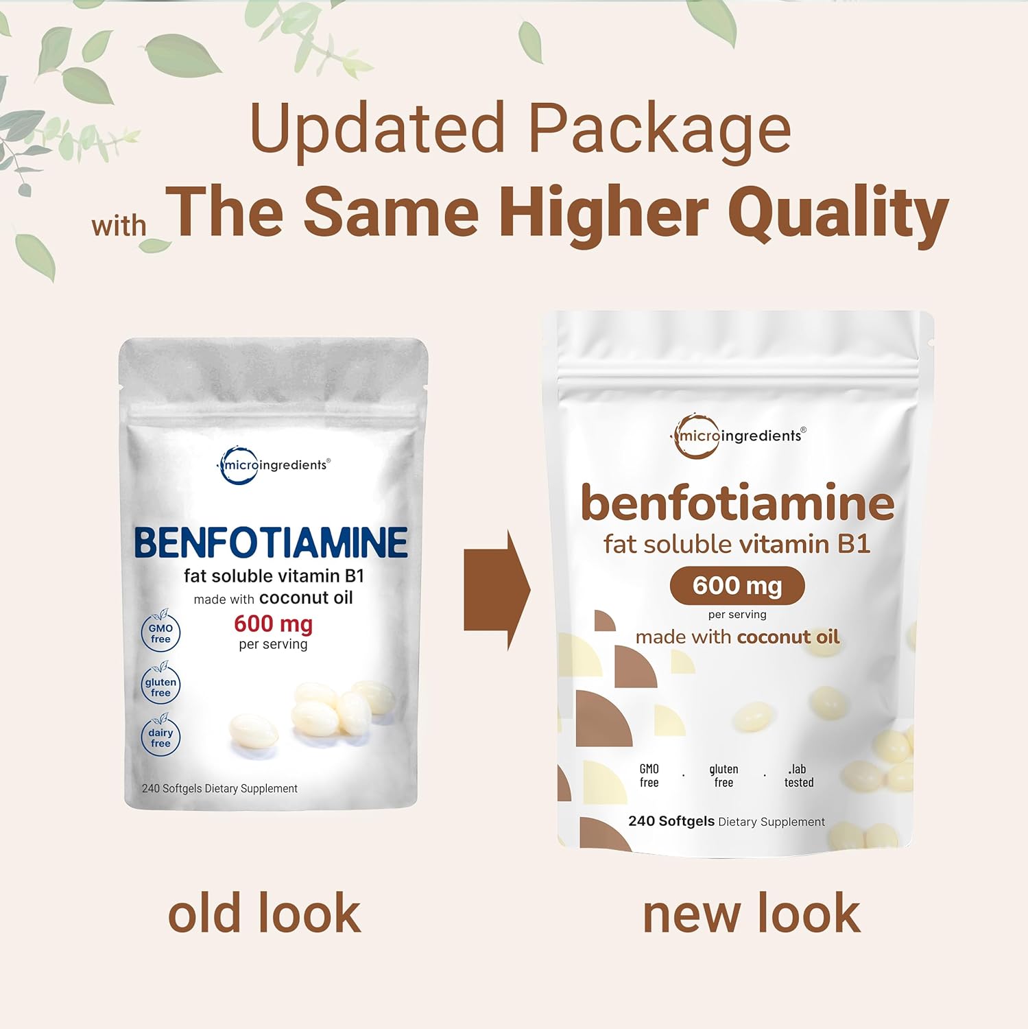 Vitamin B1 Benfotiamine 600mg per Serving, 240 Coconut Oil Softgels | Bio-available B Vitamins Supplement, Converted to Active Thiamine | Non-GMO, Soya-free - görsel 3