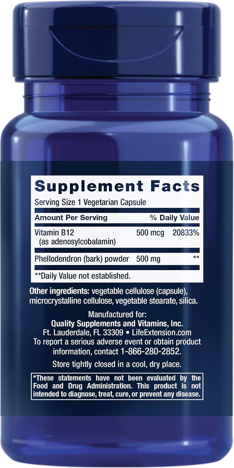 Life Extension Dopamine Advantage: Phellodendron Bark and Vitamin B12 for Cognitive Health, Mental Sharpness and Motivation – 30 Capsules - görsel 2