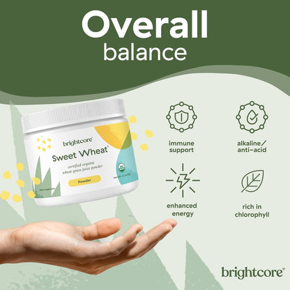 Brightcore Nutrition Sweet Wheat Wheatgrass Juice Powder – Super Greens for Digestive Comfort & Vitality, 90g