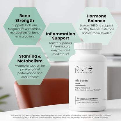 Pure TheraPro Rx Bio Boron - 30mg - 90 Capsules - Albion Bororganic Glycine Boron Supplement