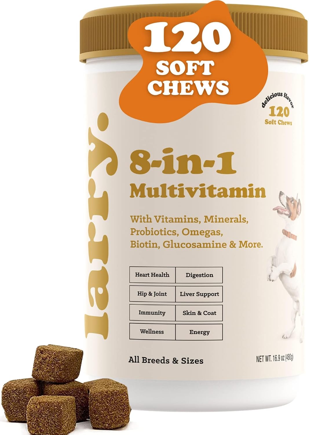 Larry 8-in-1 Multivitamin Dog Supplement - 120 Salmon Soft Chews - görsel 1