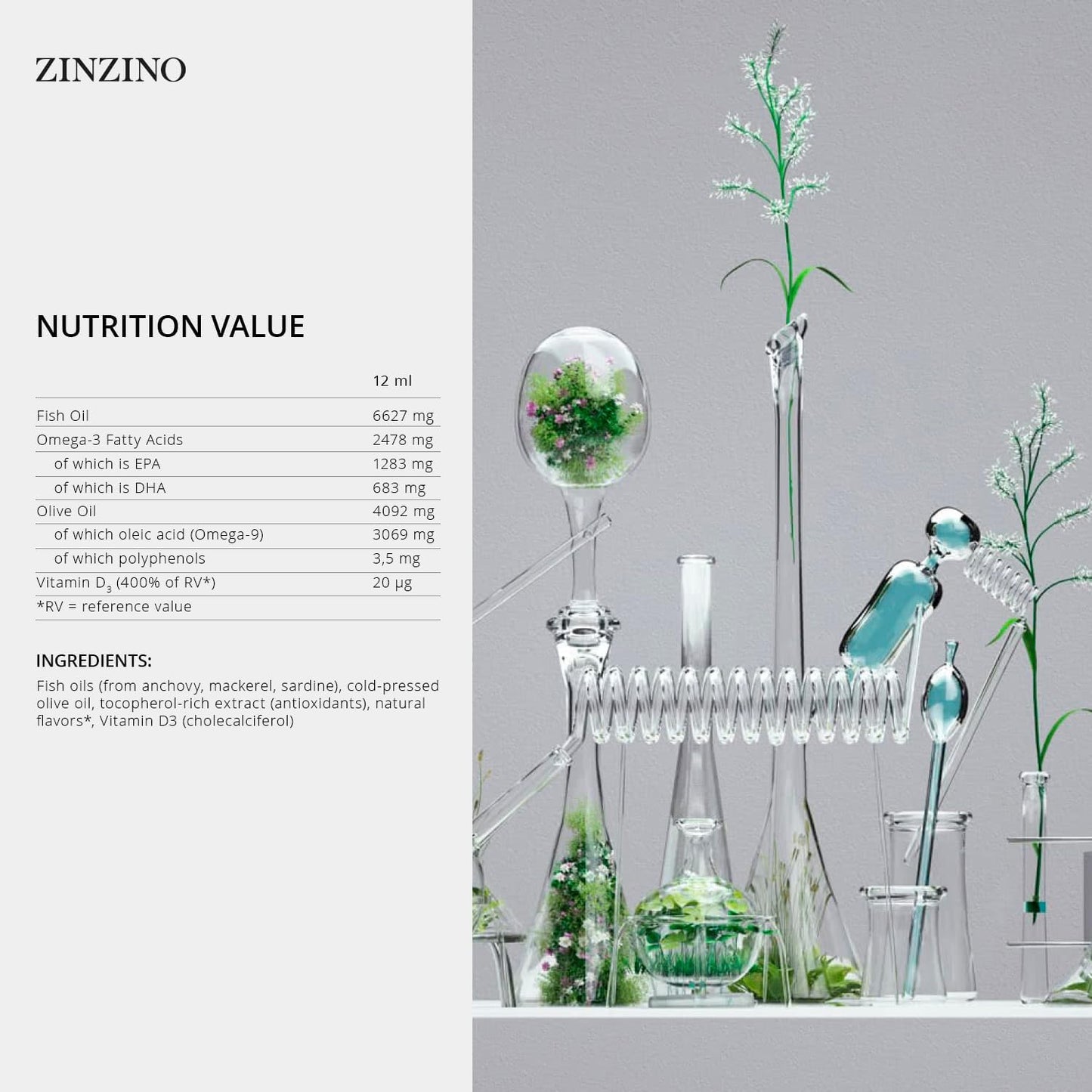 Zinzino BalanceOil+ Grapefruit Lemon Lime - Fish Supplement with Extra Virgin Olive Oil, Omega-3, Polyphenols, and Vitamin D3 (300 ml) - görsel 2