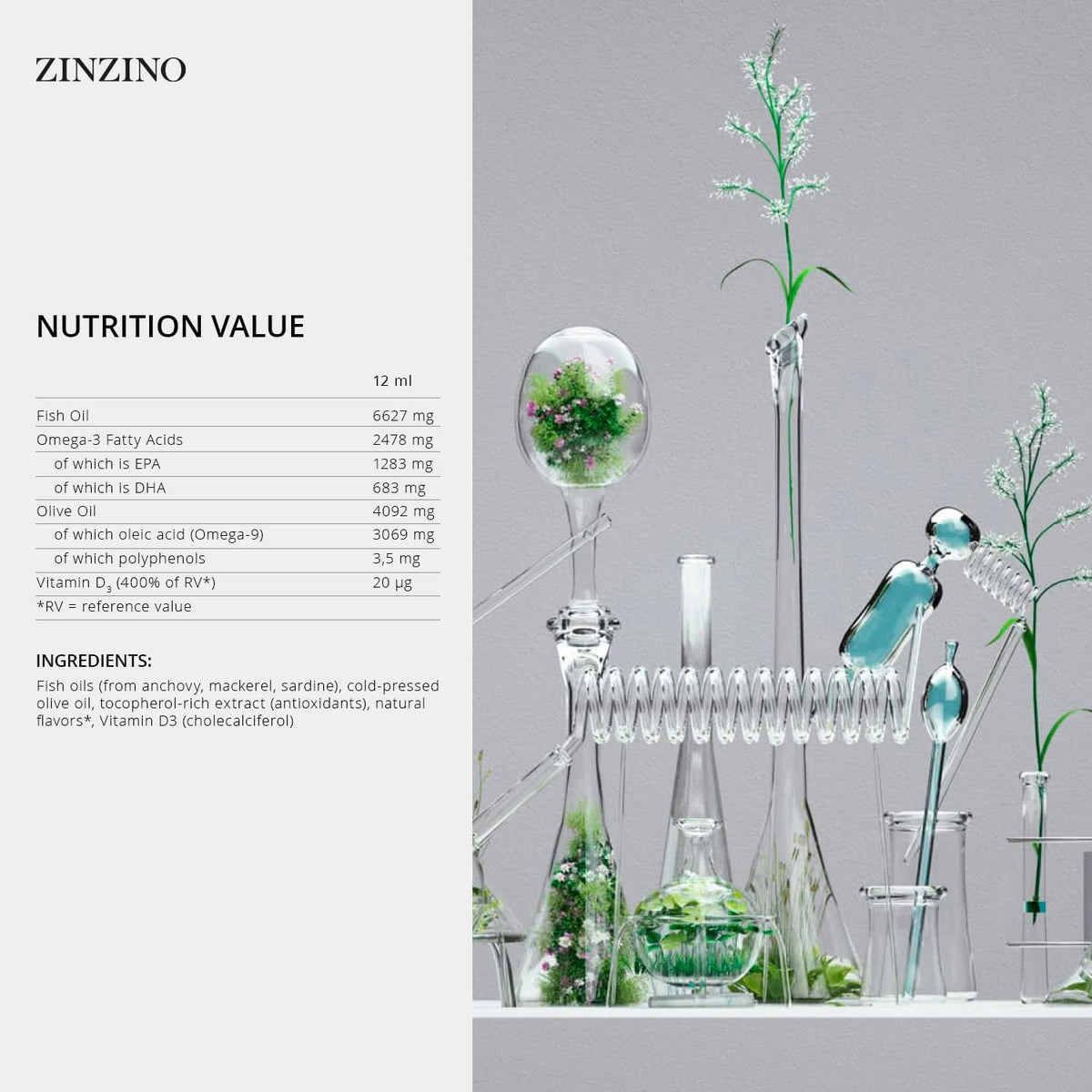 Zinzino BalanceOil+ Grapefruit Lemon Lime - Fish Supplement with Extra Virgin Olive Oil, Omega-3, Polyphenols, and Vitamin D3 (300 ml) - görsel 2