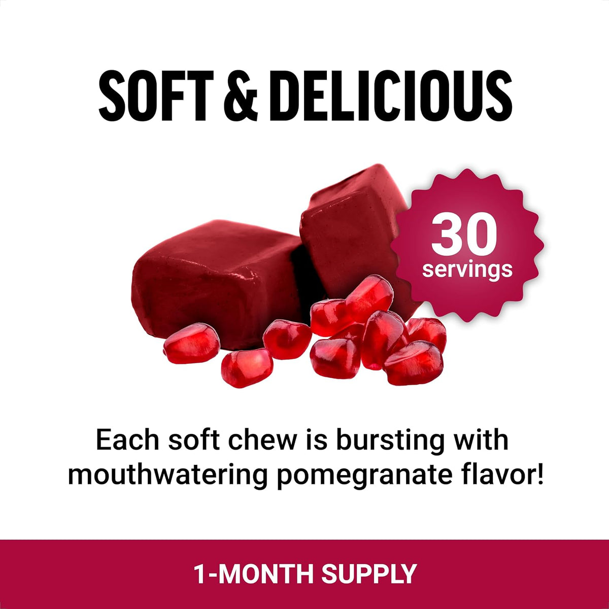 Force Factor Pomegranate Soft Chews for Healthy Ageing, Heart, Bone, and Brain Health - 30 Soft Chews - görsel 3