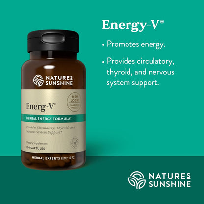 Nature's Sunshine Energ-V Herbal Blend for Energy Support (100 Capsules)