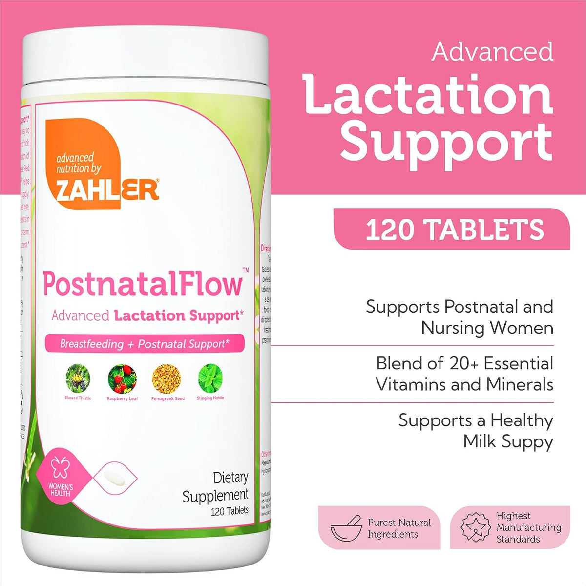 Zahler Postnatal Flow - Advanced Breastfeeding Support, 120 Tablets - görsel 3