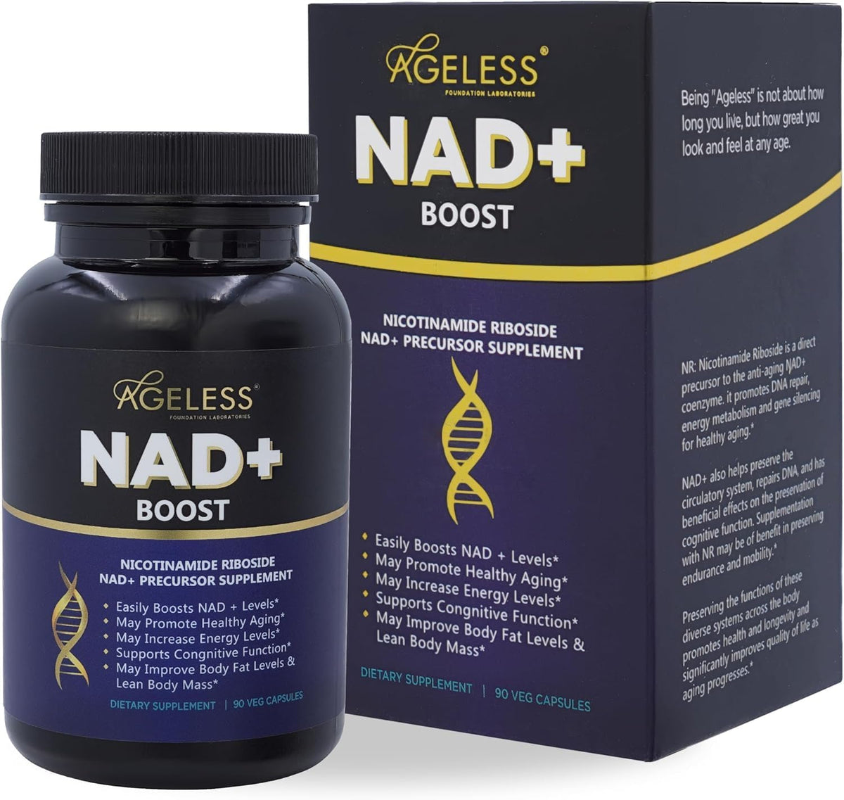 Ageless NAD+ Supplement – Nicotinamide Riboside Chloride – Supports Energy, Focus & Healthy Ageing – 30 Capsules - görsel 9