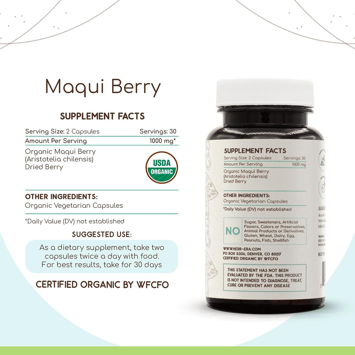 HerbEra Organic Maqui Berry 500 mg, 60 Capsules - görsel 2