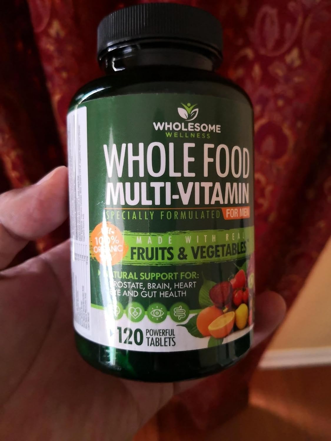 Wholesome Wellness Whole Food Multivitamin for Men - Natural Multi Vitamins, Minerals, Organic Extracts - Vegan - 120 Tablets - görsel 4