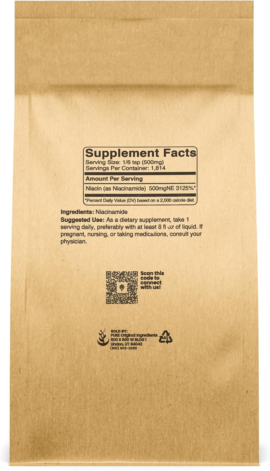 Pure Original Ingredients Niacinamide (2 lb) - Flush-Free Vitamin B3 Powder - görsel 2