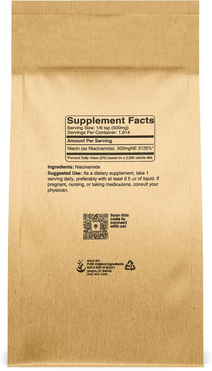 Pure Original Ingredients Niacinamide (2 lb) - Flush-Free Vitamin B3 Powder