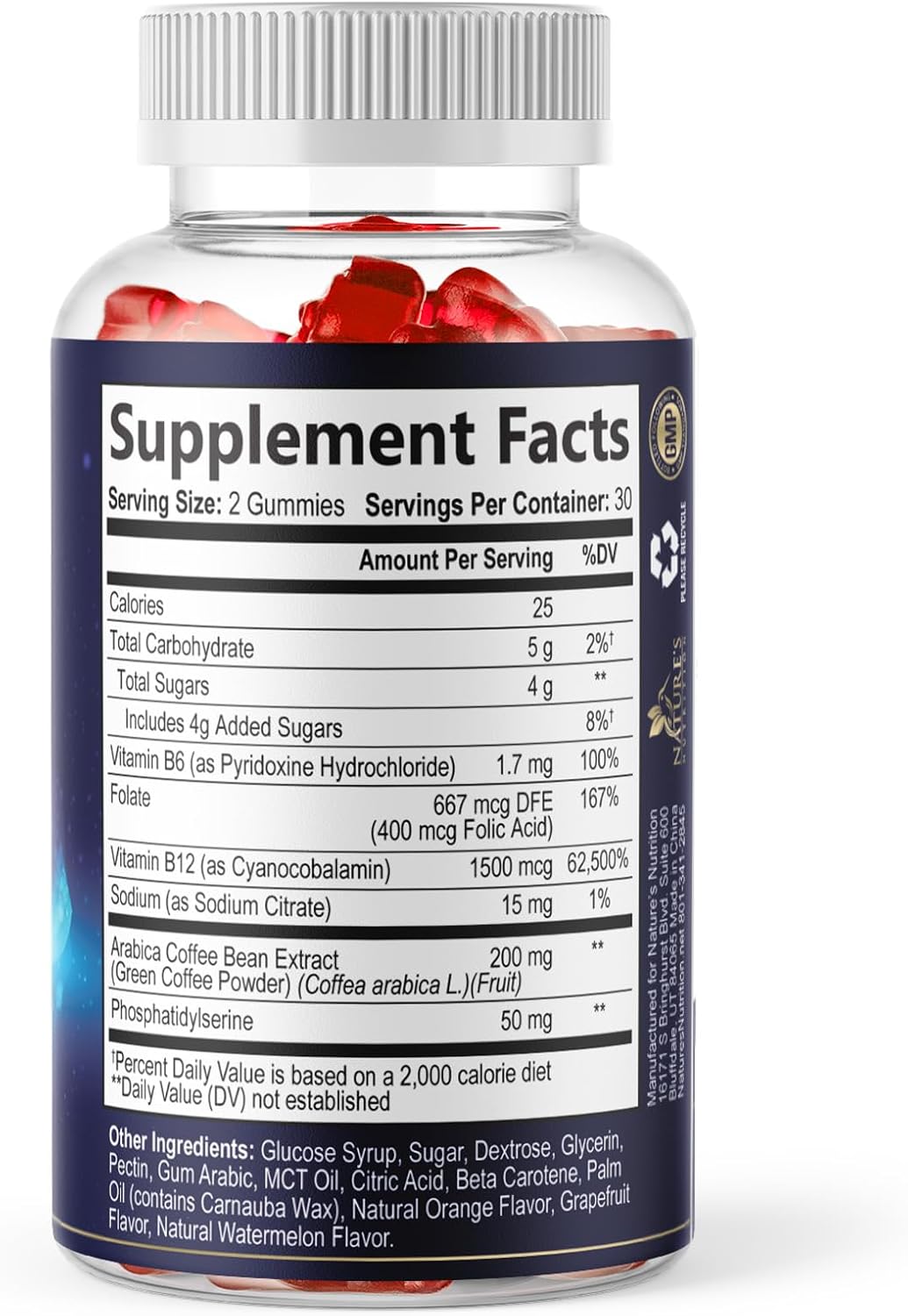 Nature's Nutrition Brain Supplement with Phosphatidylserine – Memory and Focus Gummies, 60 Count - görsel 9