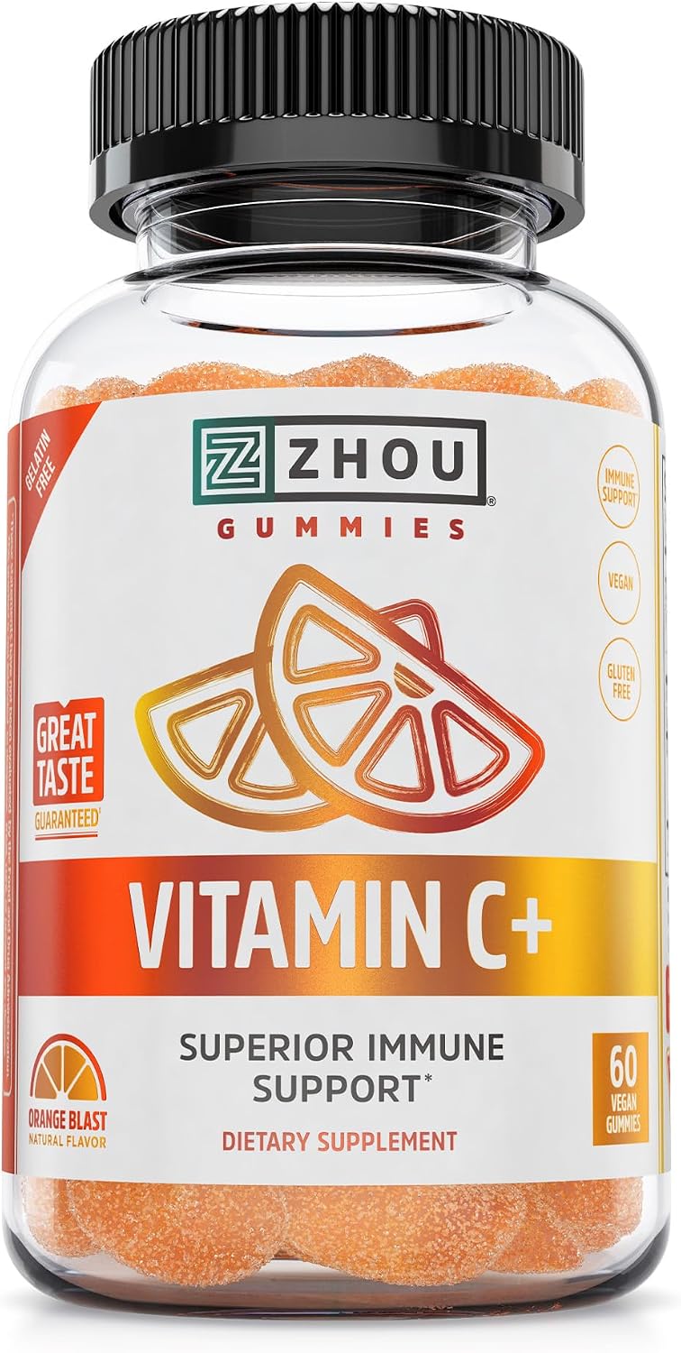 Zhou Vitamin C+ Gummies - 270 mg with Bioflavonoids, Rosehips & Acerola for Immune Support - 60 Vegan Gummies - görsel 1