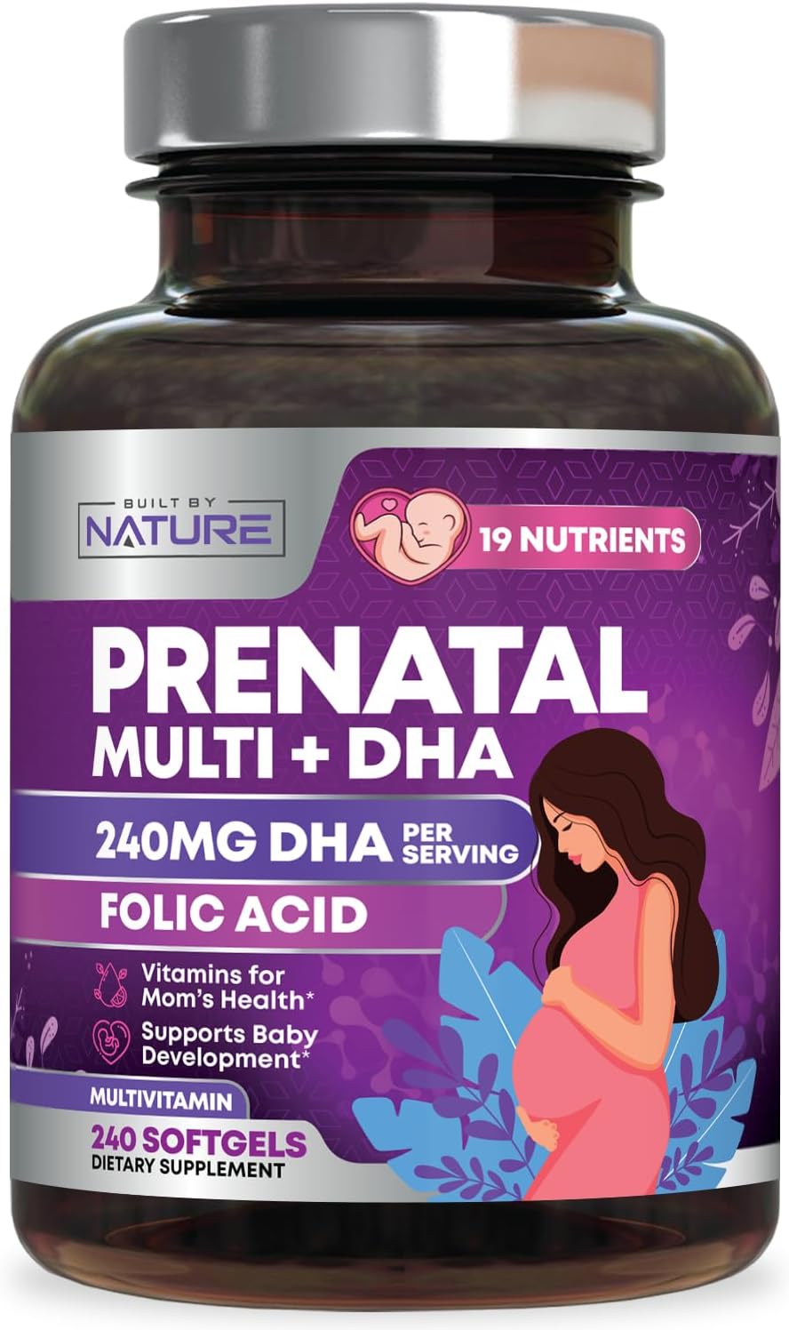 Built by Nature Prenatal Vitamins for Women, 240 Soft gel capsules - görsel 1
