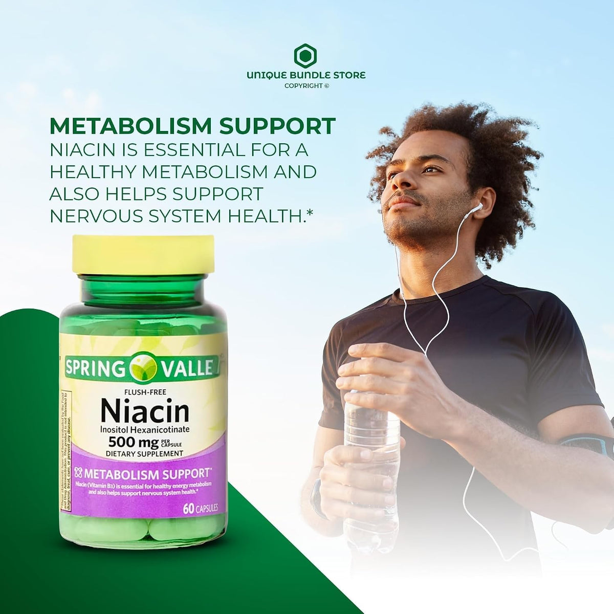 Niacin Flush Free 500mg – Vitamin B3 (Niacinamide) Food Supplement, 60 Capsules (Pack of 2) - görsel 2