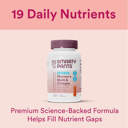 SmartyPants Women's Sugar-Free Multivitamin Gummies with Omega-3, 60 Gummies