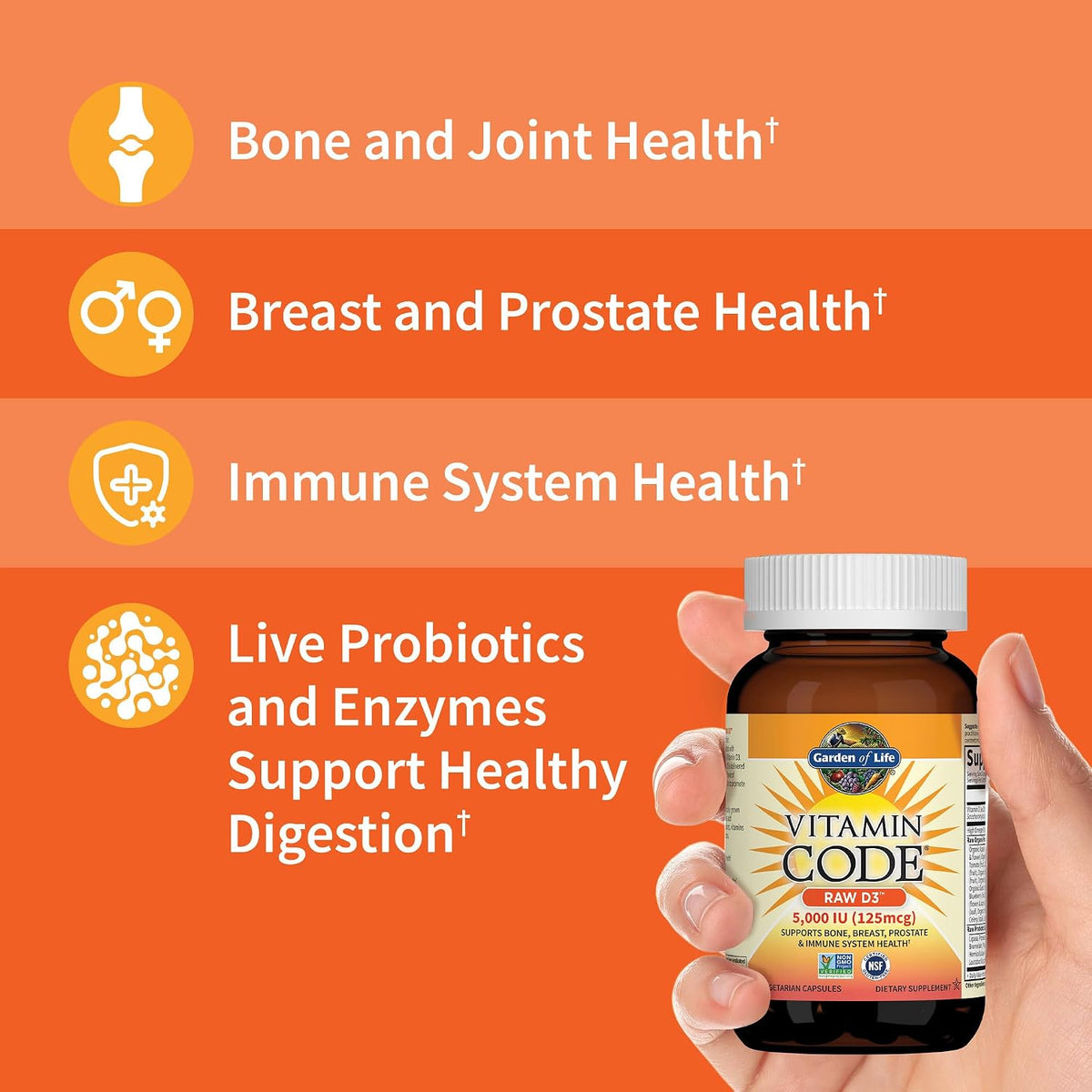 Garden of Life Raw Vitamin Code D3 2000 IU, 60 Vegetarian Capsules - görsel 2