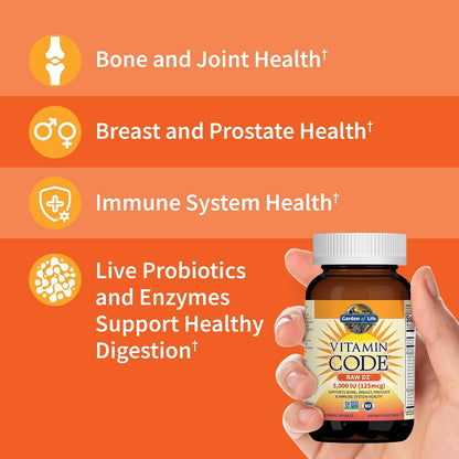 Garden of Life Raw Vitamin Code D3 2000 IU, 60 Vegetarian Capsules