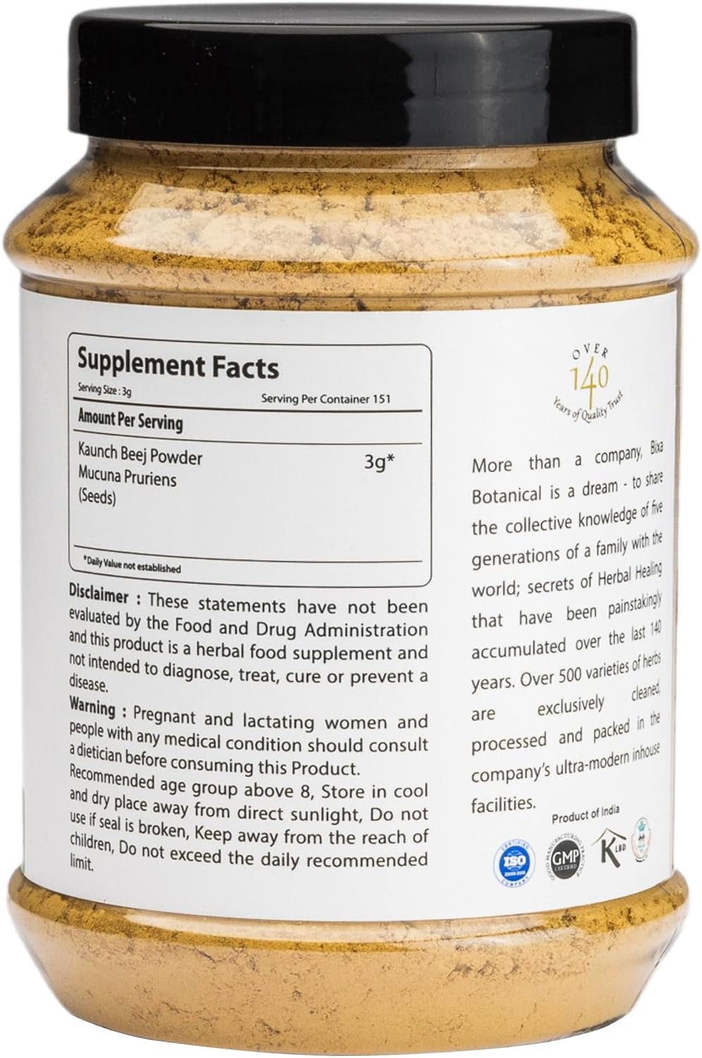 bixa BOTANICAL Mucuna Pruriens Powder – Velvet Bean – 454 g, Gluten-free, Non-GMO, Vegan - görsel 6