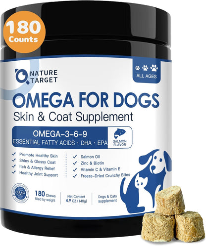 NATURE TARGET Omega-3 Fish Oil for Dogs, 180ct Chicken Flavour Chews