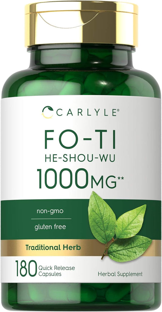 Carlyle Fo-Ti Supplement | 180 Capsules | He-Shou-Wu Root Extract | Non-GM and Gluten-free
