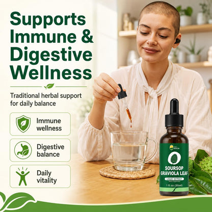 KingHealth Organic Soursop Graviola Leaf Extract Liquid Drops - Pure Herbal Supplement, 30 ml