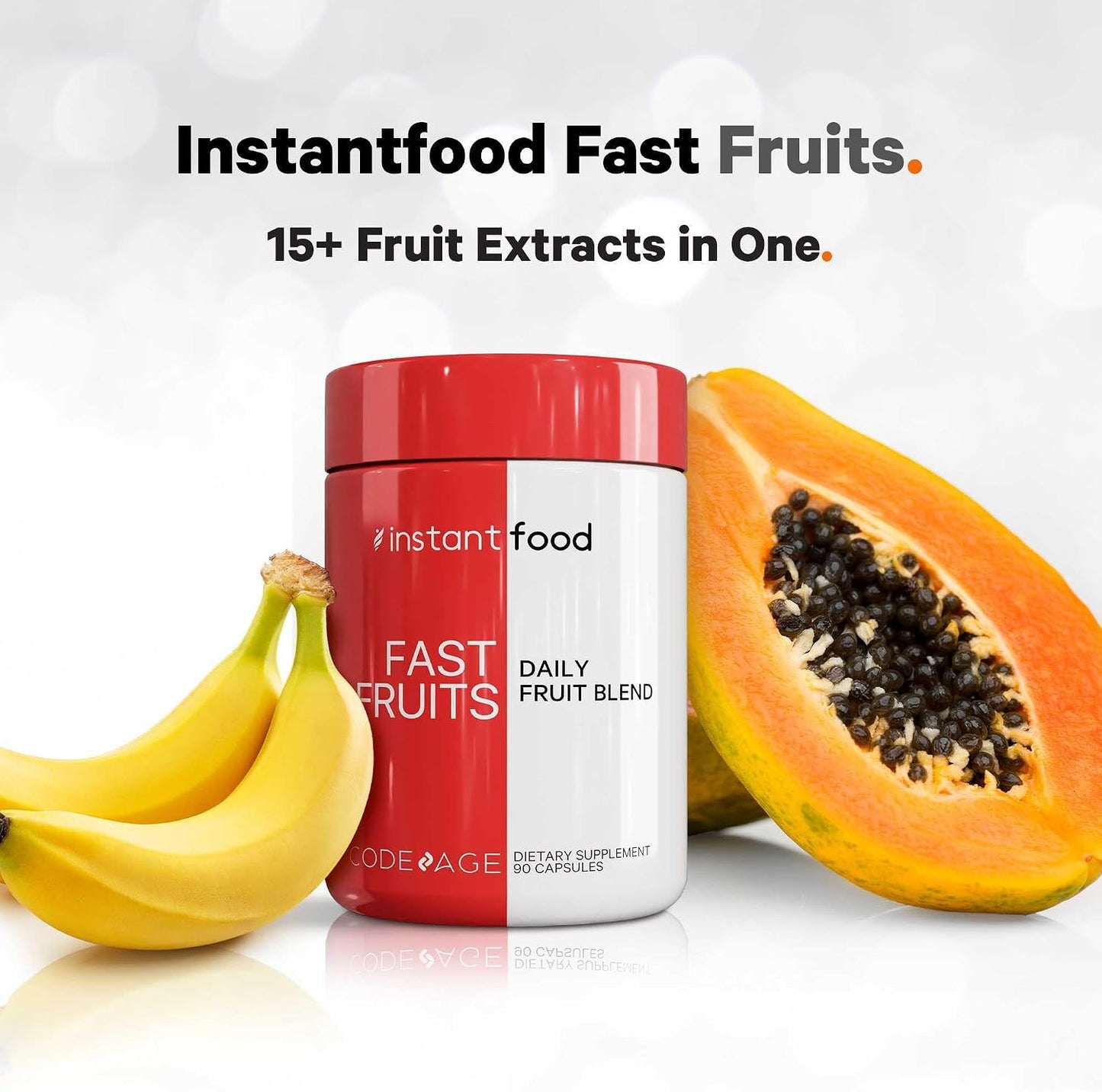 Codeage Instantfood Fast Fruits - Over 15 Fruit Powders Blend - Vegan Whole Food Multivitamin - Non-GMO - 90 Capsules - görsel 3
