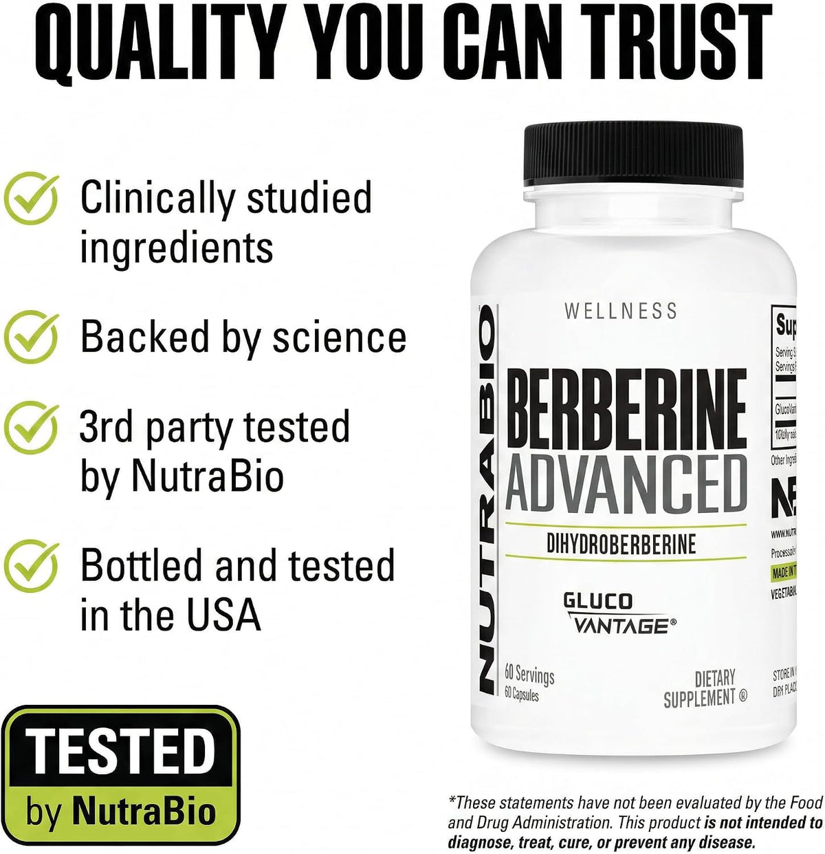 NutraBio Berberine Advanced - Dihydroberberine 200 mg | Carbohydrate Tolerance Support, 60 Capsules - görsel 7
