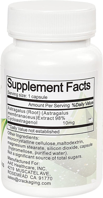 Crackaging Super-Absorption Cycloastragenol 98% | Telomere Support | Immune Support | 10mg 30 Capsules