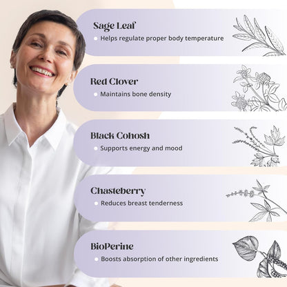 MenoRescue Menopause Supplements for Women – All Stage Menopause Relief for Hot Flushes, Hormone Support, and Complete Menopause Relief with Happy Natural Harmony Formula