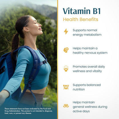 Vykee Nutrition Vitamin B1 (Thiamine) Capsules – 500 mg, 120 Count
