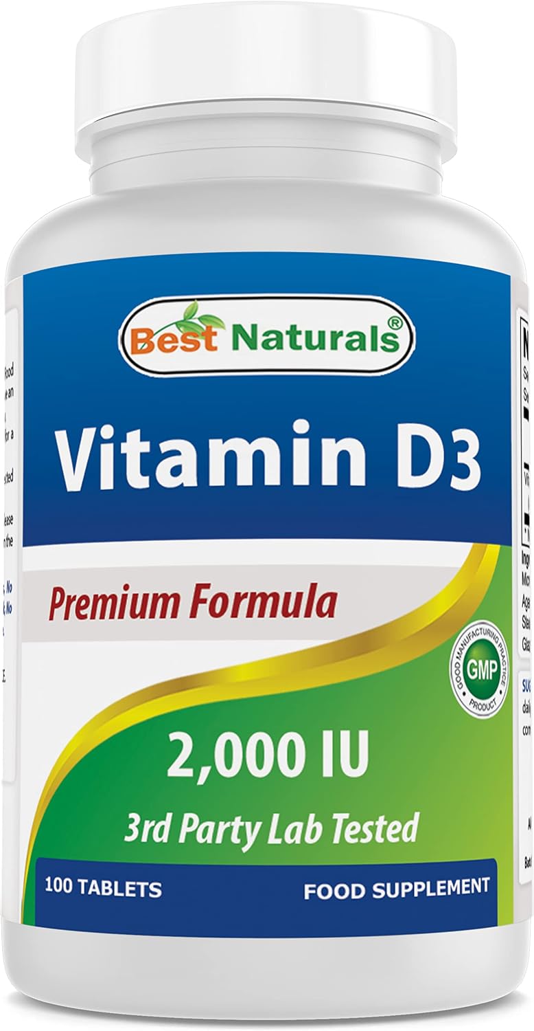 Best Naturals Vitamin D3 2000 IU (50 mcg) - 100 Tablets - görsel 1