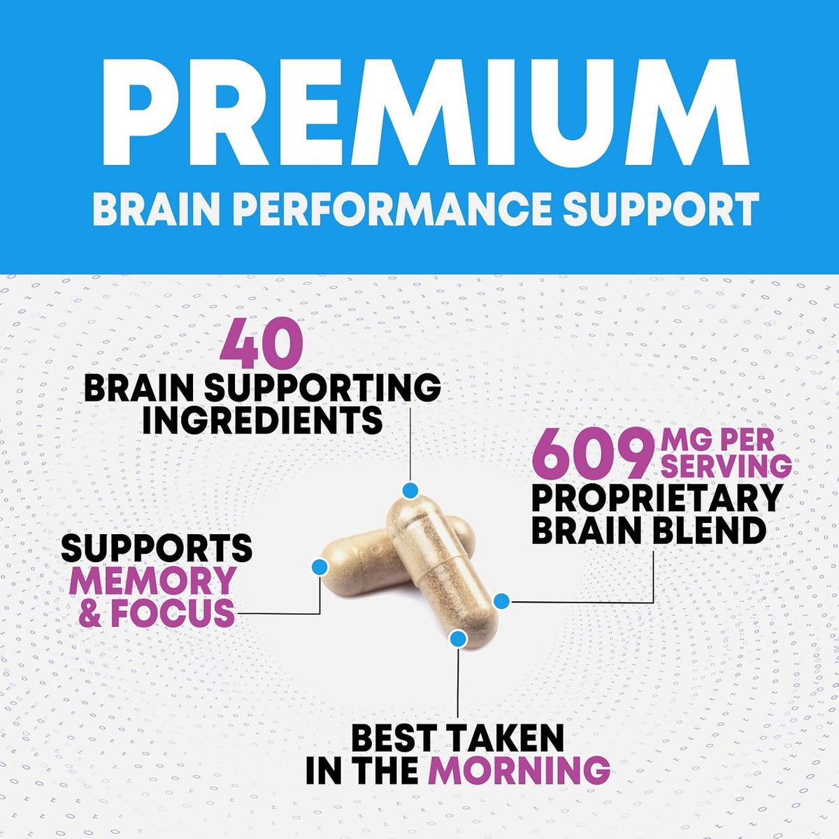 Nature's Nutrition Brain Memory Supplement - 3X Strength Nootropics for Focus, Clarity & Memory, 180 Capsules - görsel 3