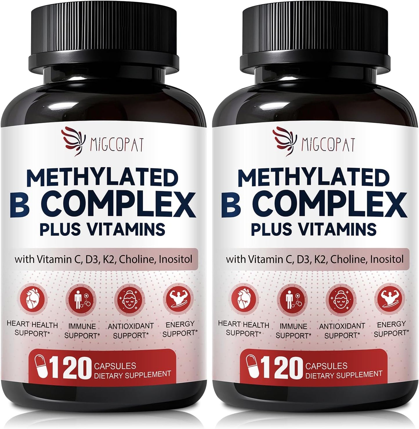 Migcopat 17-in-1 Methylated B Complex, 258,150 mcg Multivitamins, B12 Methylcobalamin, Methylfolate, Vitamin C, Vitamin D3 K2, CoQ10, Biotin, TMG, Methylated Multivitamin for Energy, Brain - 120 Capsules - görsel 10