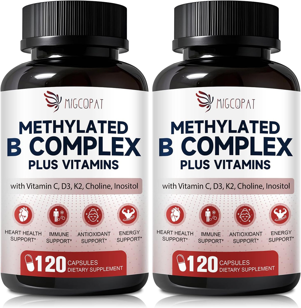Migcopat 17-in-1 Methylated B Complex, 258,150 mcg Multivitamins, B12 Methylcobalamin, Methylfolate, Vitamin C, Vitamin D3 K2, CoQ10, Biotin, TMG, Methylated Multivitamin for Energy, Brain - 120 Capsules - görsel 10
