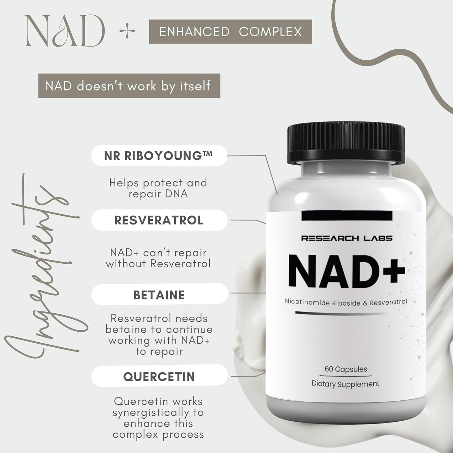 Research Labs NAD+ Supplement – Proprietary Formula with RiboYOUNG™ (120 Capsules) - görsel 2
