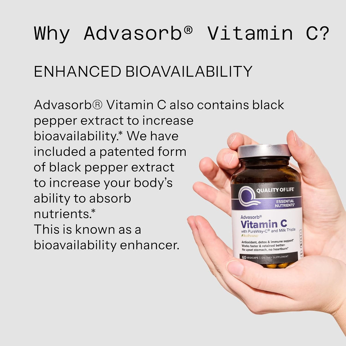 Quality of Life – Advasorb® Vitamin C Supplement – 60 Vegicaps - görsel 4