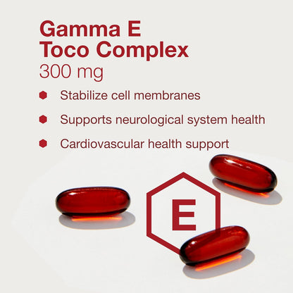 Gamma E Toco Complex - Vitamin E 300mg with Tocotrienols - Antioxidant & Immune Support - 90 Softgels