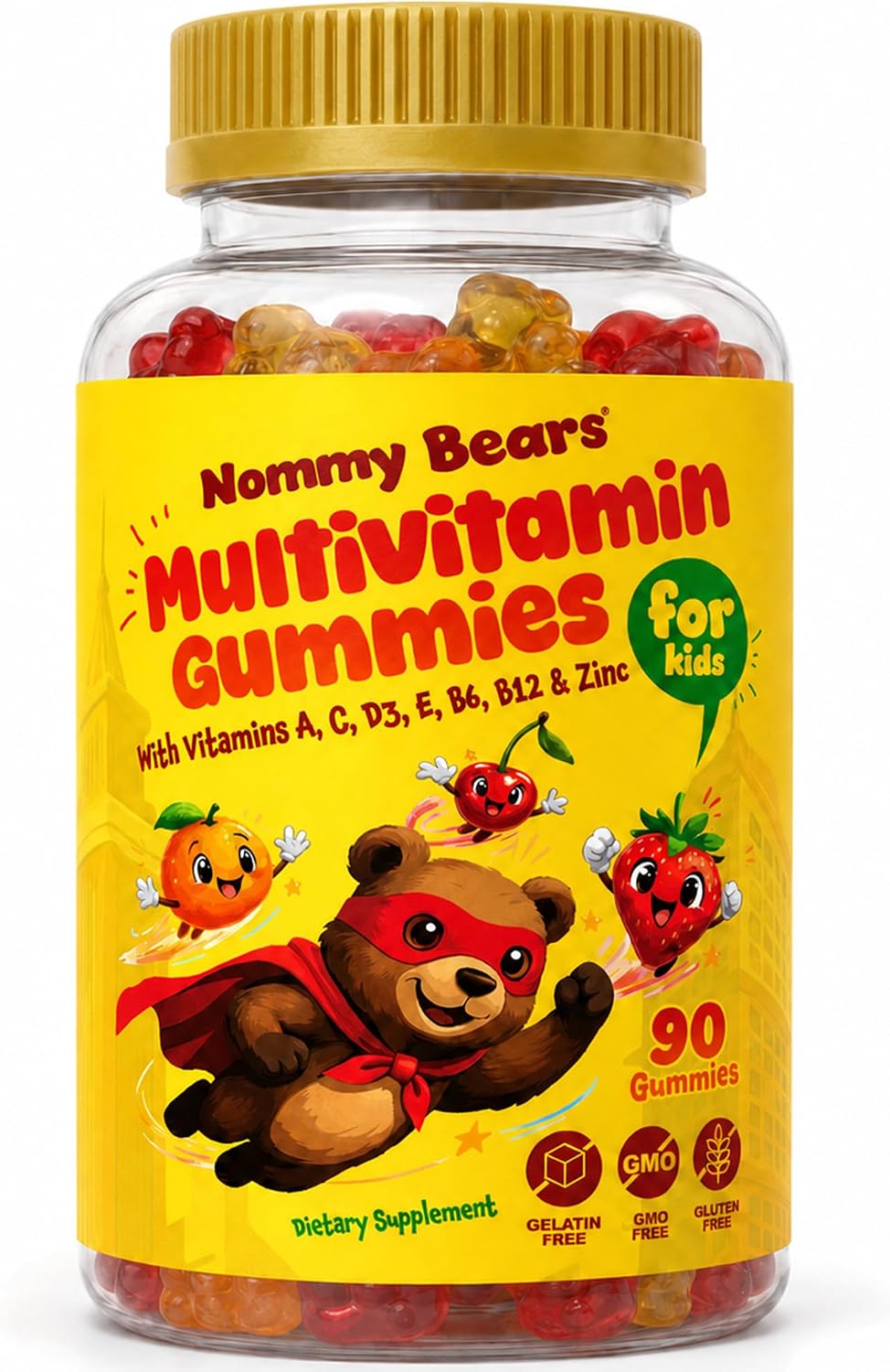 NOMMY BEARS Children's Multivitamin Gummies – 11 Essential Nutrients, Gelatine-Free, Vegan, Natural Flavours - görsel 1