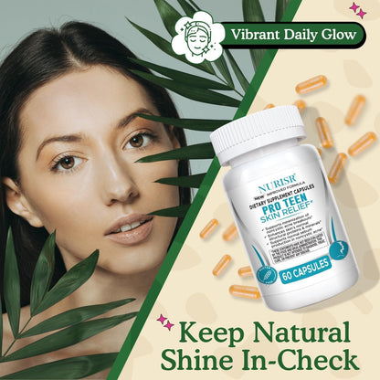NURISR Acne Support Vitamins for Teens with A, B, C, E & Biotin - 60 Capsules