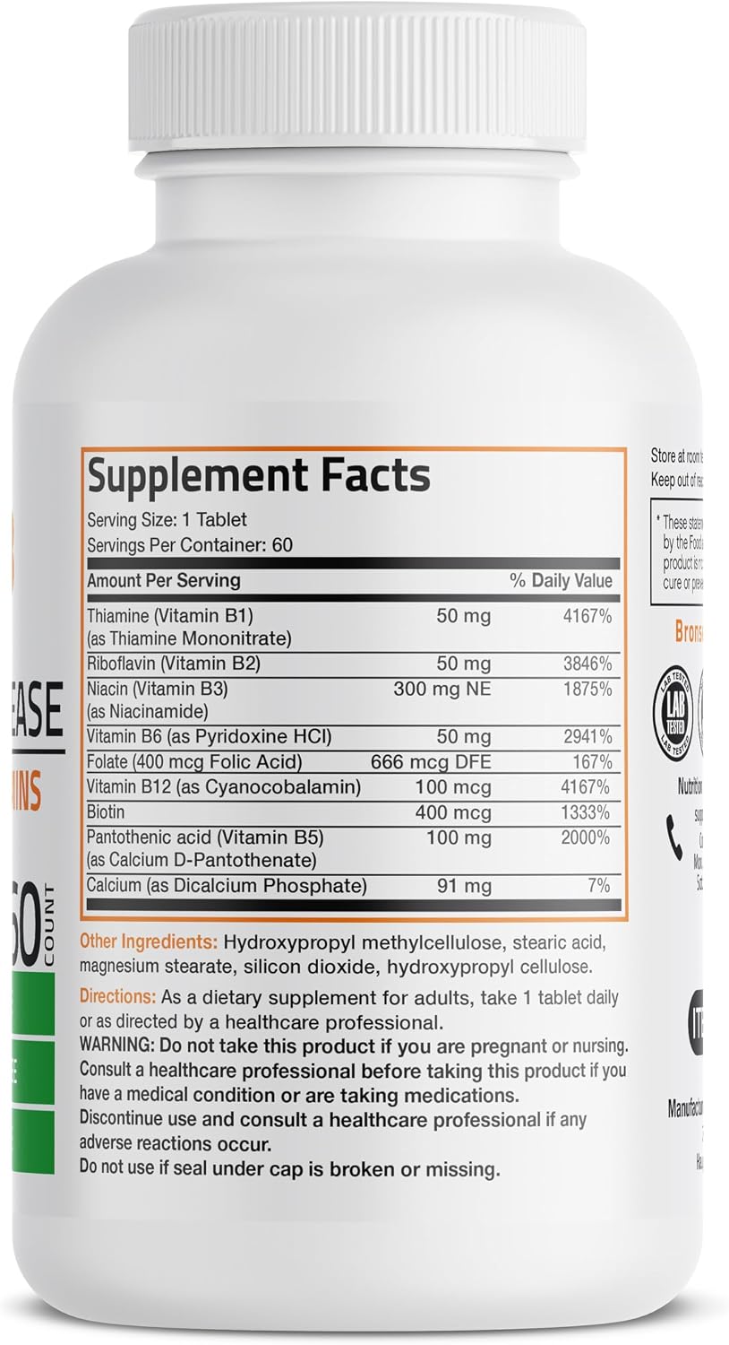 Bronson Super B Vitamin B Complex Sustained Slow Release | 60 Tablets - görsel 2