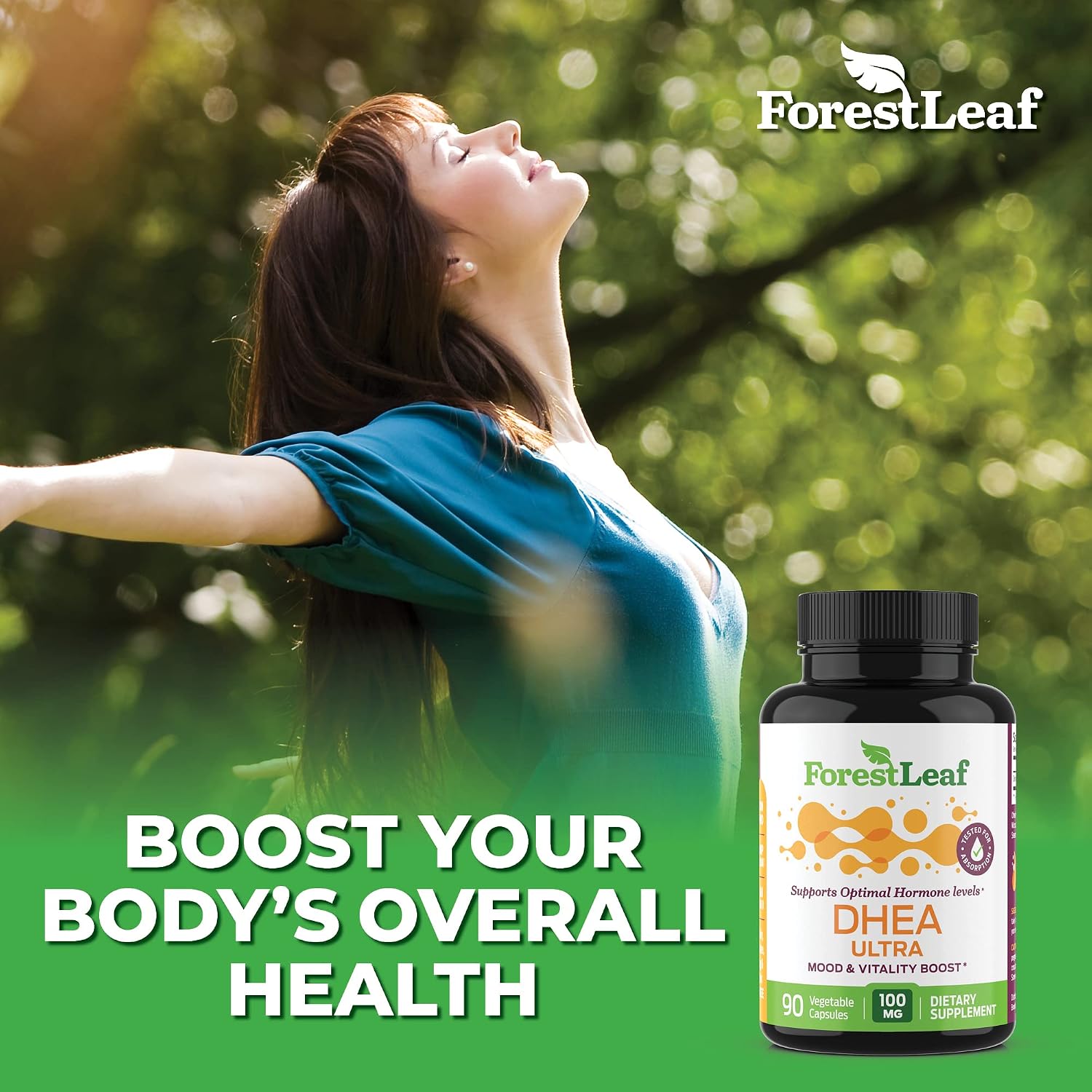 ForestLeaf DHEA 100mg – Micronised DHEA Supplement – Supports Energy, Hormone Balance & Healthy Ageing – 90 Capsules - görsel 7