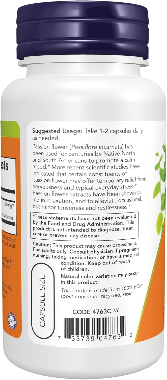 NOW Foods Passion Flower 350 mg – 90 Vegan Capsules – Image 3